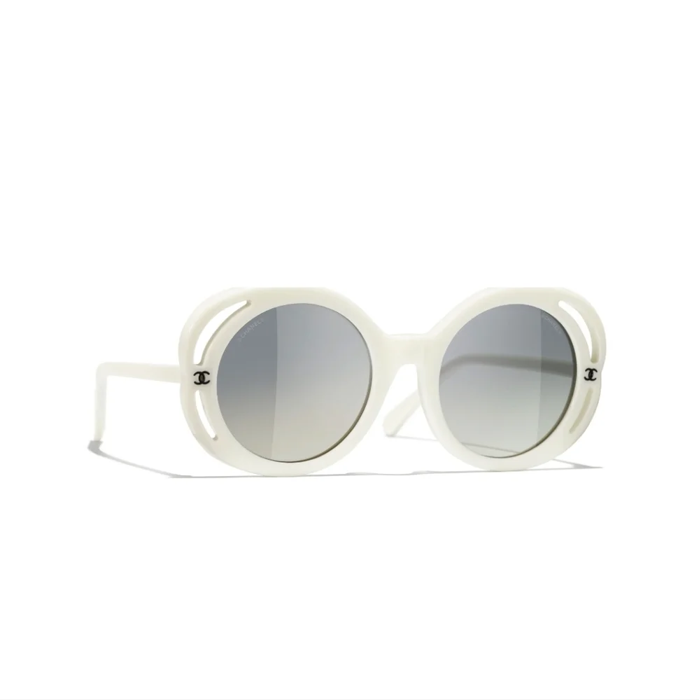 Chanel white round sunglasses Chanel logo 71582A s1255 3N - Picture 7 of 16